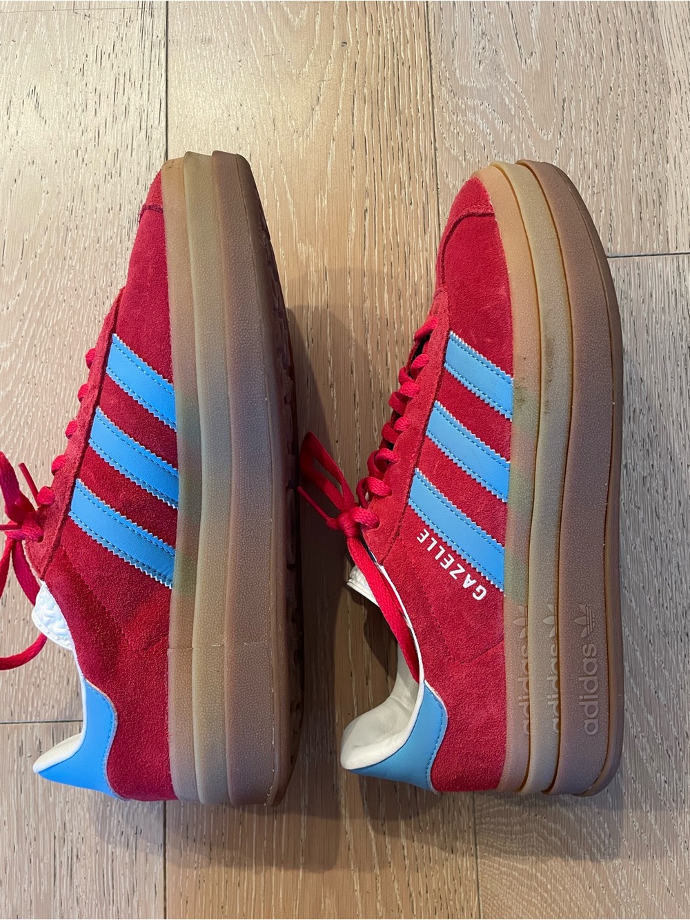 adidas Gazelle Platform Sneaker - Red with Blue Stripes - Picture 8 of 10